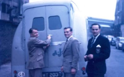 Company van with Hugh Viney & others