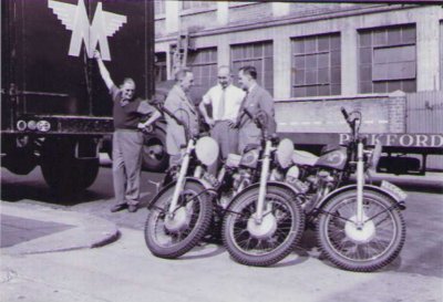 Wally Wyatt and others with ISDT bikes